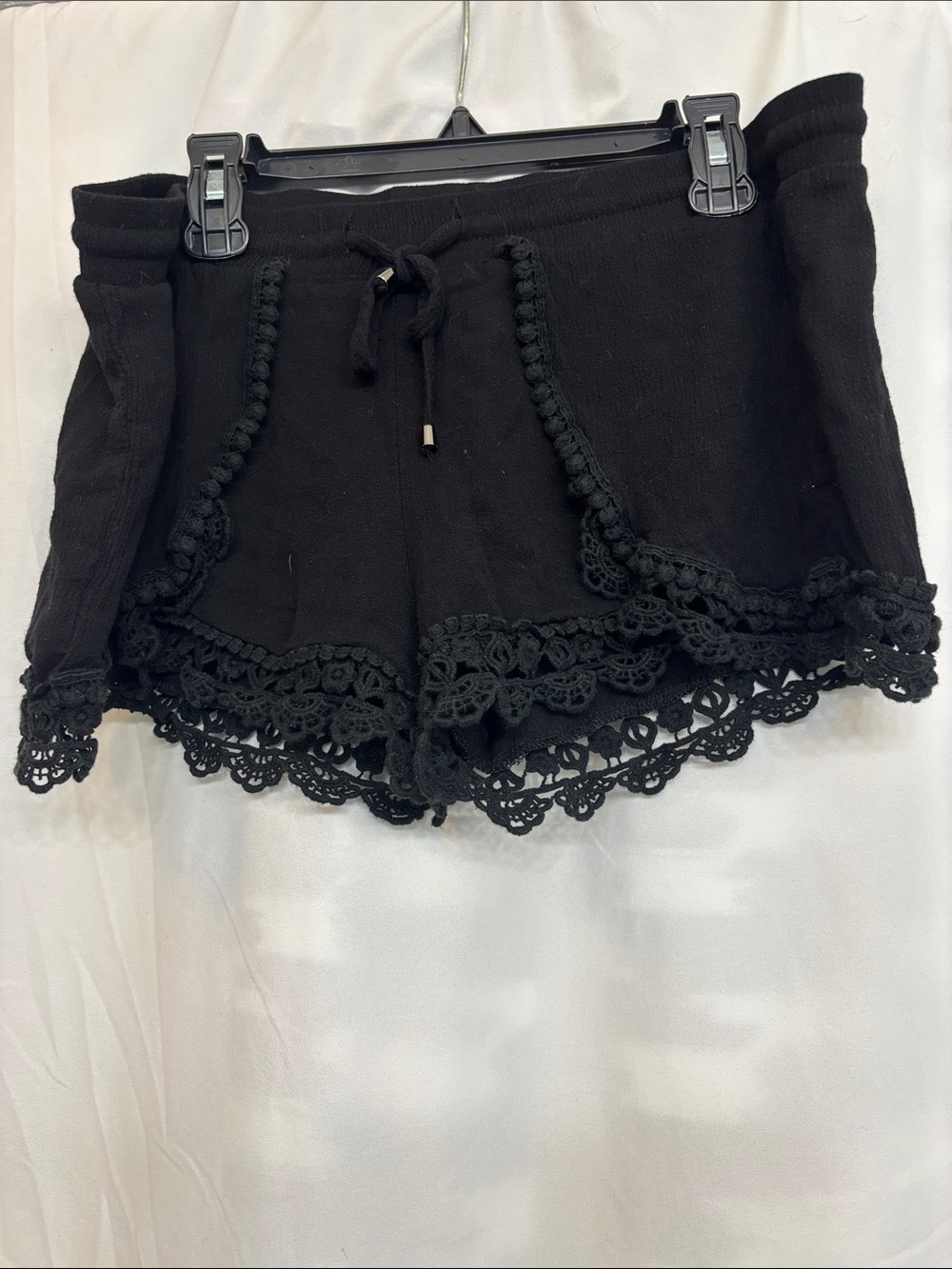 Breeze Ever Black Rayon Lace Trim Shorts